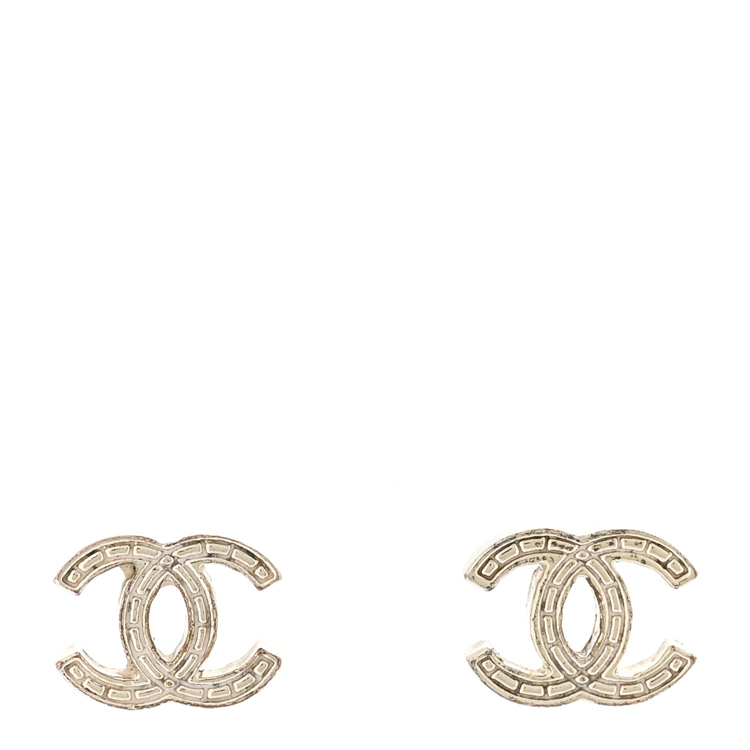 Chanel Metal CC Mini Stud Earrings Silver 1 of 3