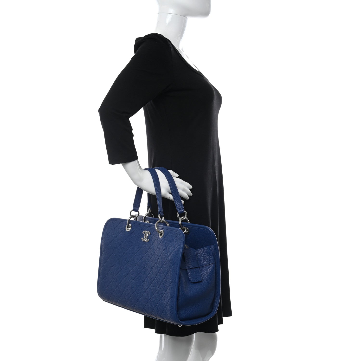 Chanel Caviar Stitched Shopping Tote Blue 2 of 10