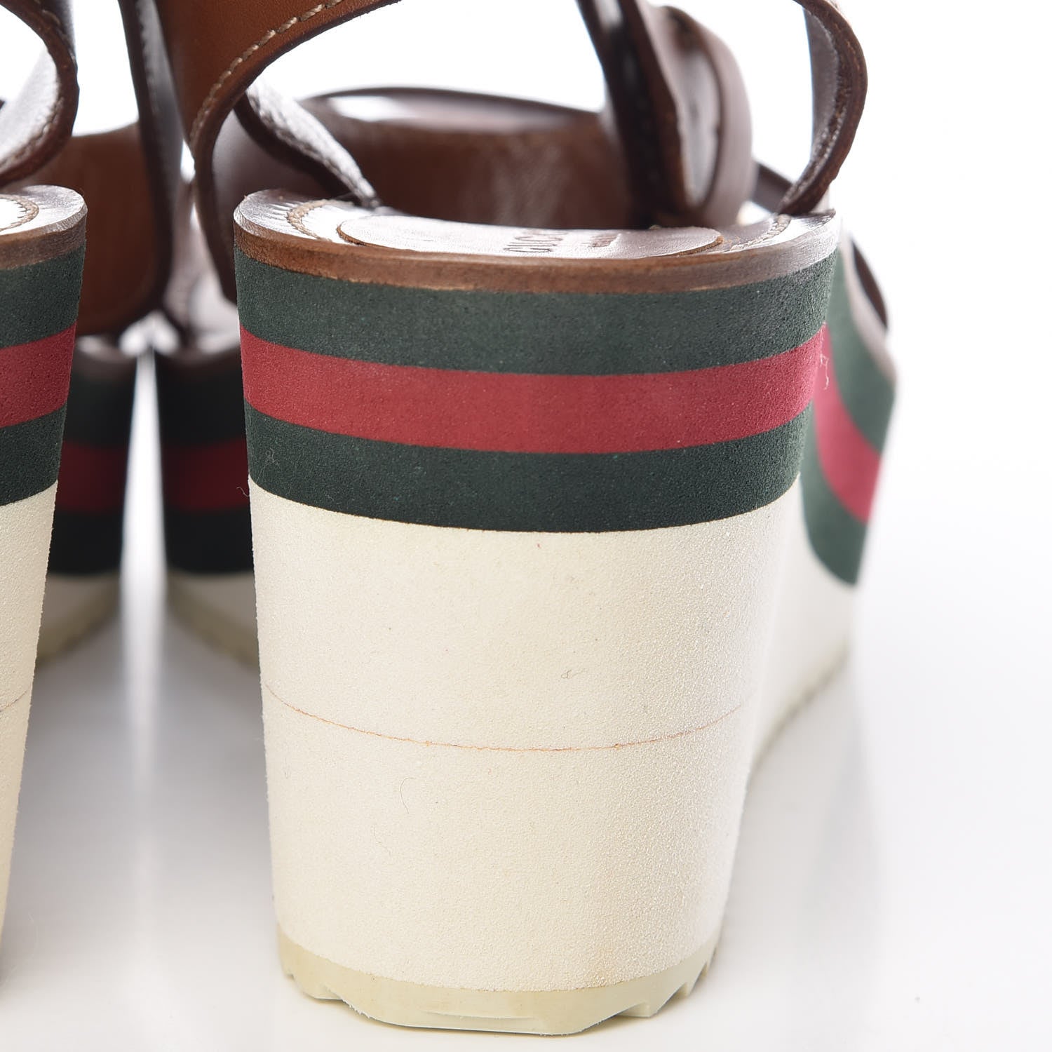 Gucci Calfskin Rubber Web Lifford Sandals 7 Cuir 15 of 16