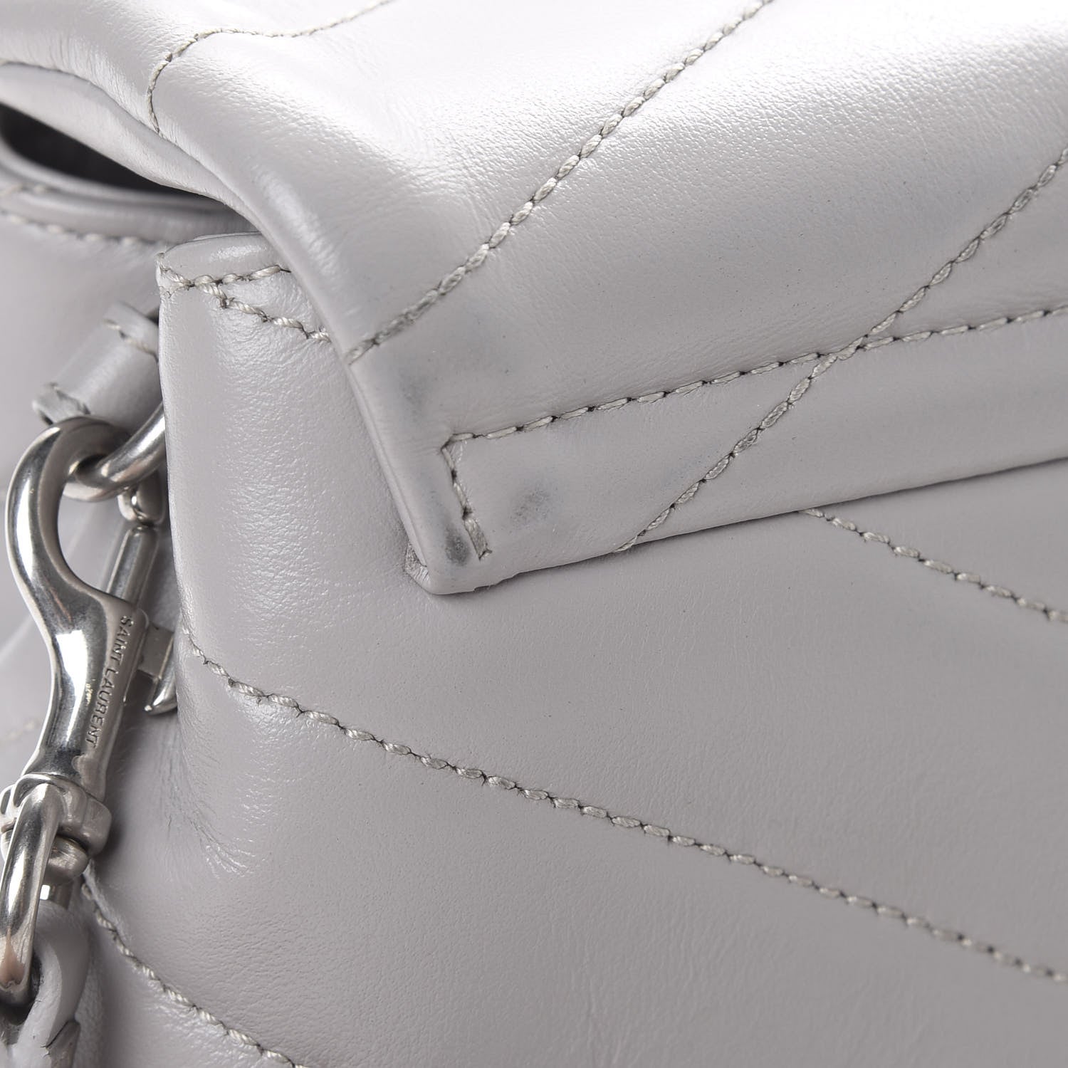 Saint Laurent Calfskin Y Quilted Monogram Toy Loulou Satchel Granite 12 of 15