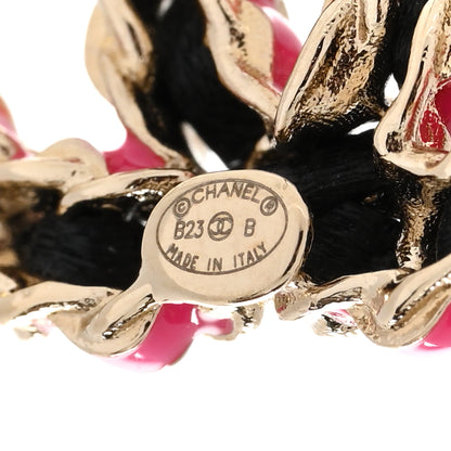 Chanel Lambskin CC Chain Earrings Black Gold Pink 4 of 4