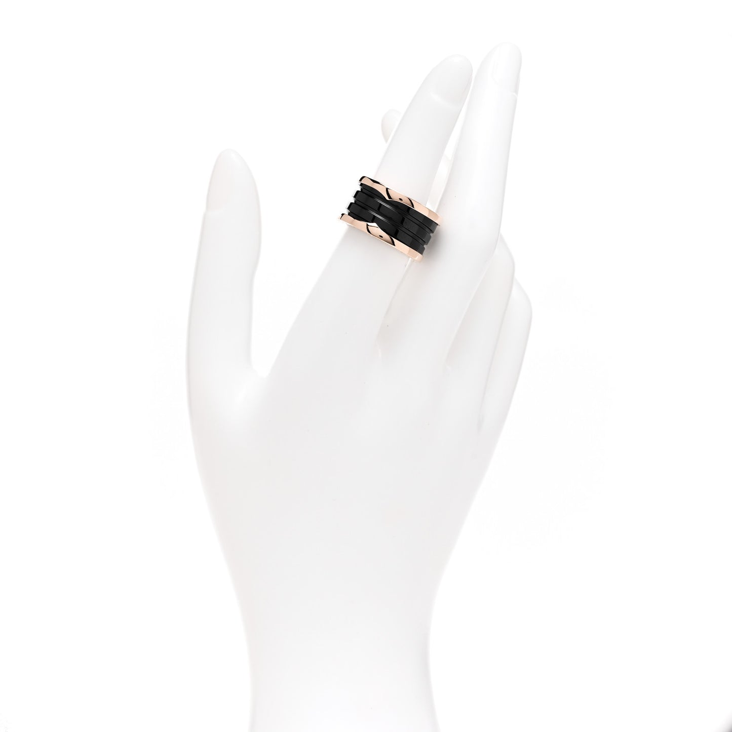 18K Rose Gold Black Ceramic B.Zero1 Four-Band Ring 53 6.25