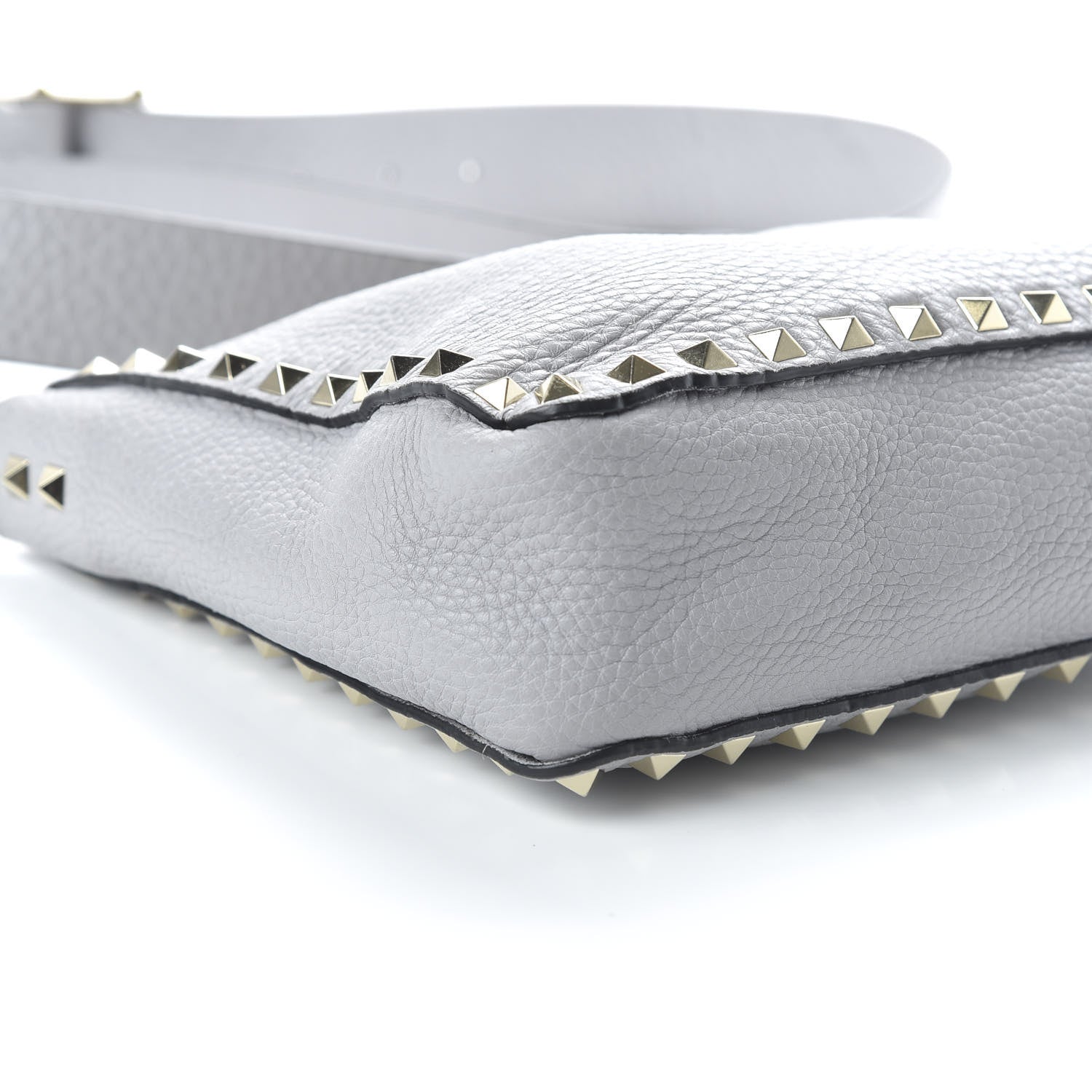 Valentino Garavani Pebbled Calfskin Mini Rockstud Flip-Lock Messenger Bag Pastel Grey 5 of 10