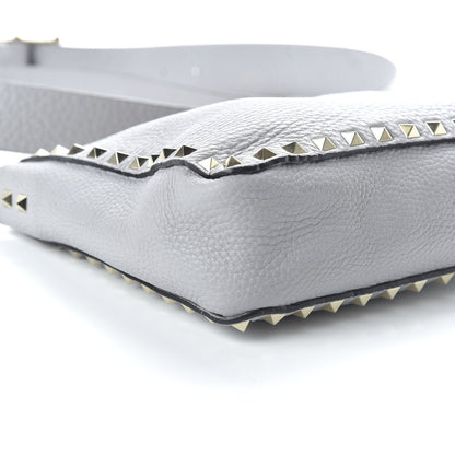 Valentino Garavani Pebbled Calfskin Mini Rockstud Flip-Lock Messenger Bag Pastel Grey 5 of 10