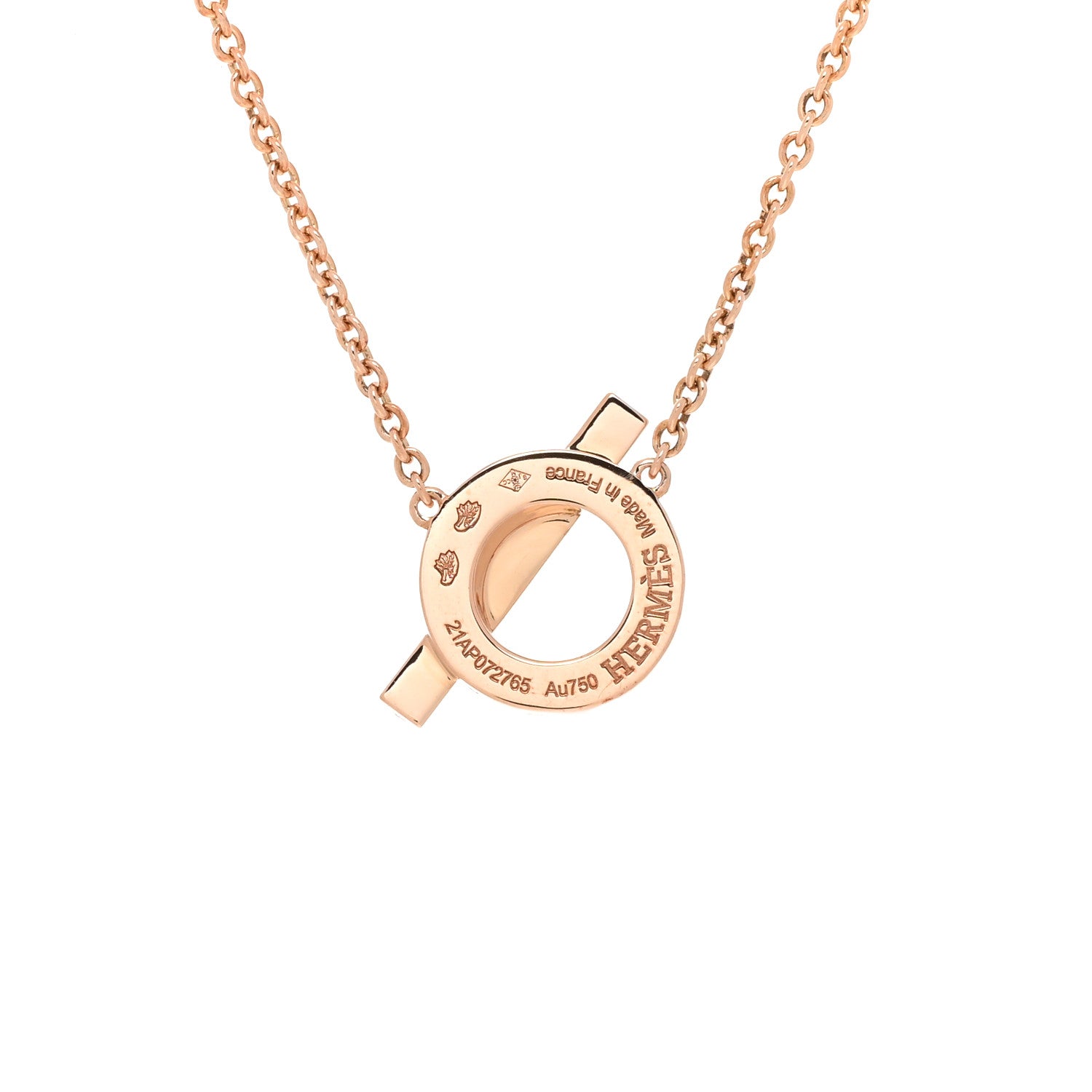 Hermes 18K Rose Gold Diamond Finesse Pendant Necklace 4 of 5