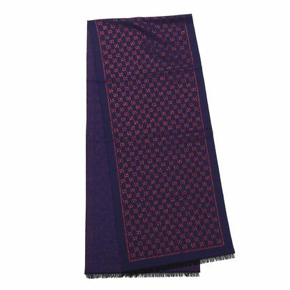 Gucci Wool Silk Jacquard GG Monogram Stenix Scarf Navy Red 2 of 4