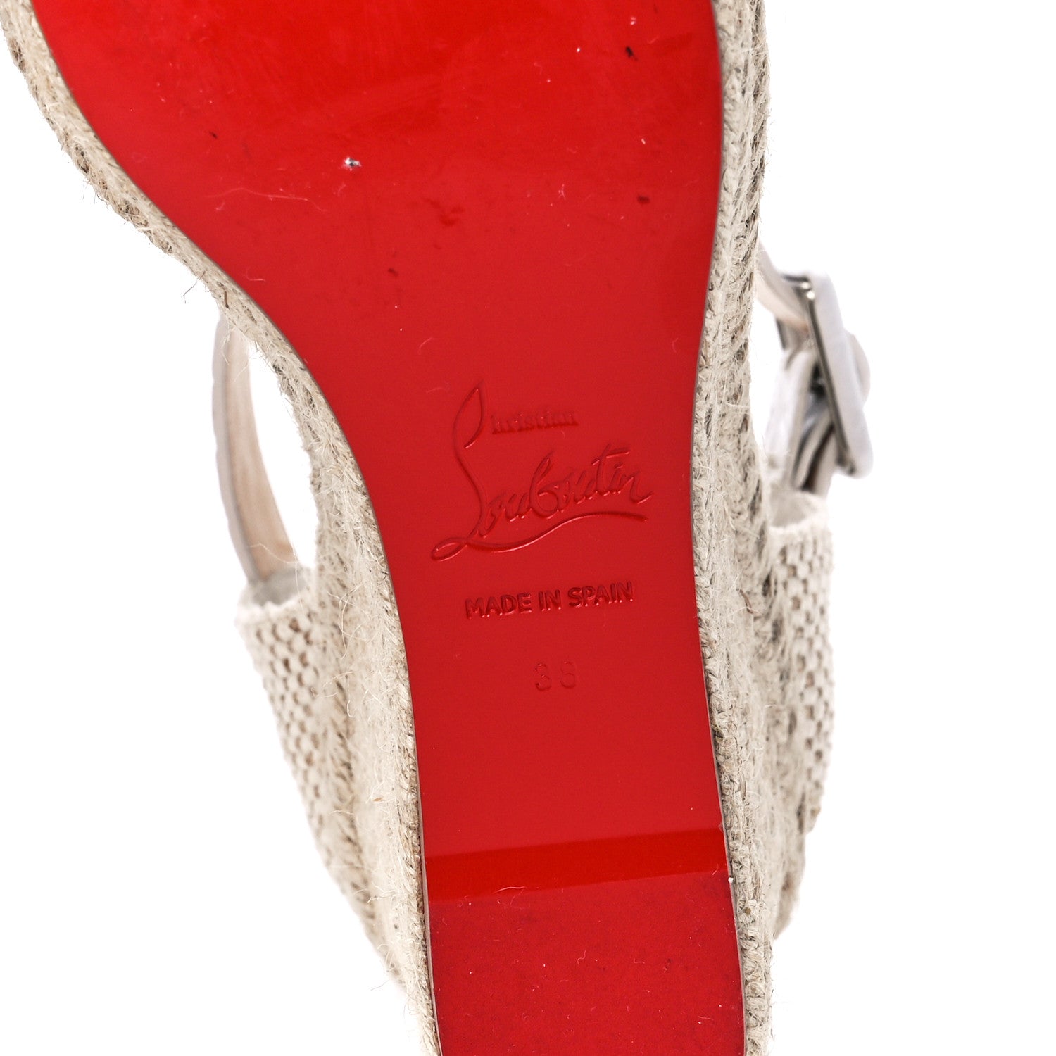 Christian Louboutin Calfskin Crocodile Embossed Amelia 90 Espadrille Wedges 38 White 6 of 8