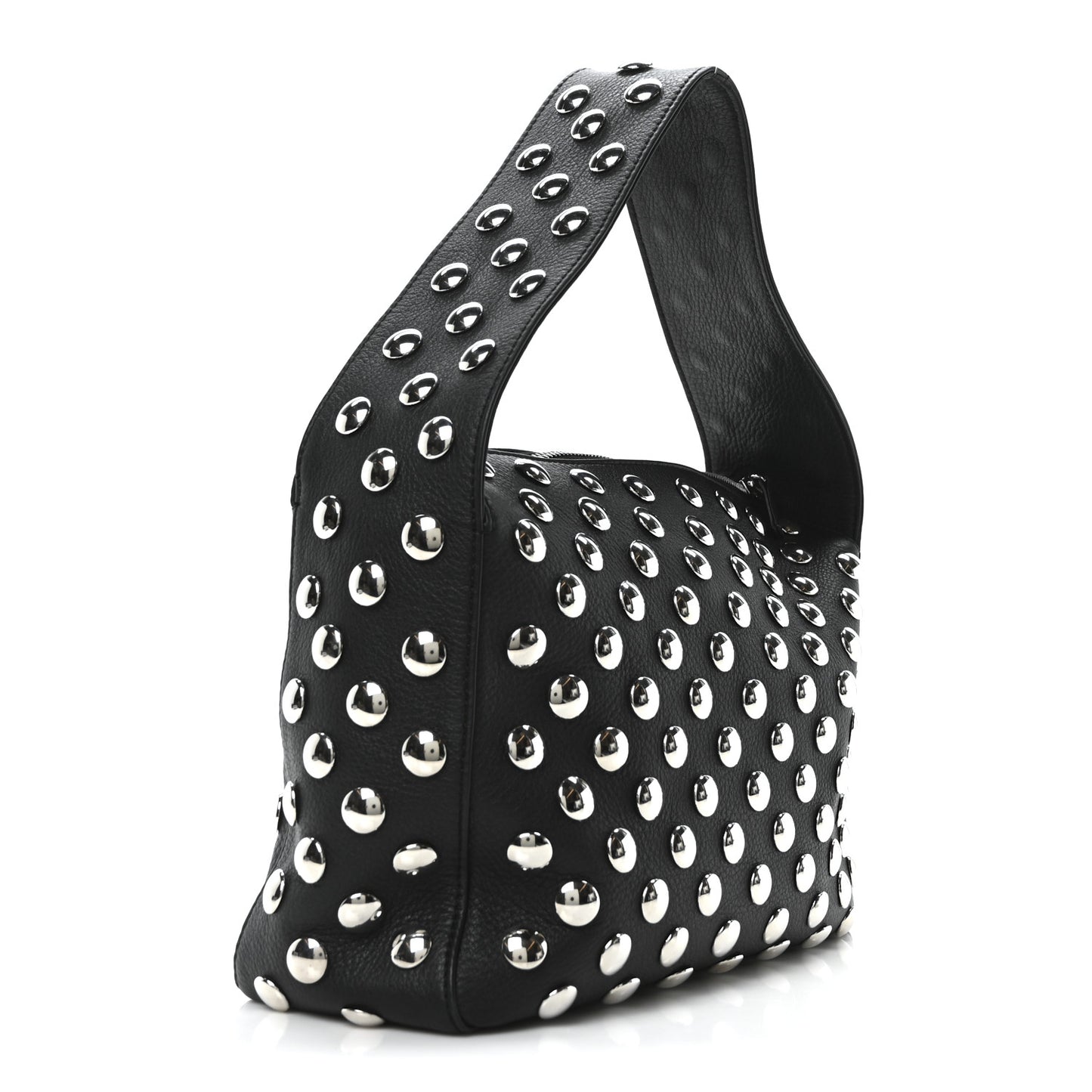 Pebbled Sport Calfskin Studded Elena Black
