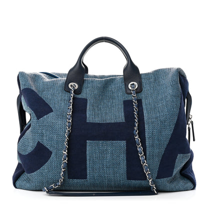 Chanel Canvas Maxi Bowling Bag Blue 1 of 11