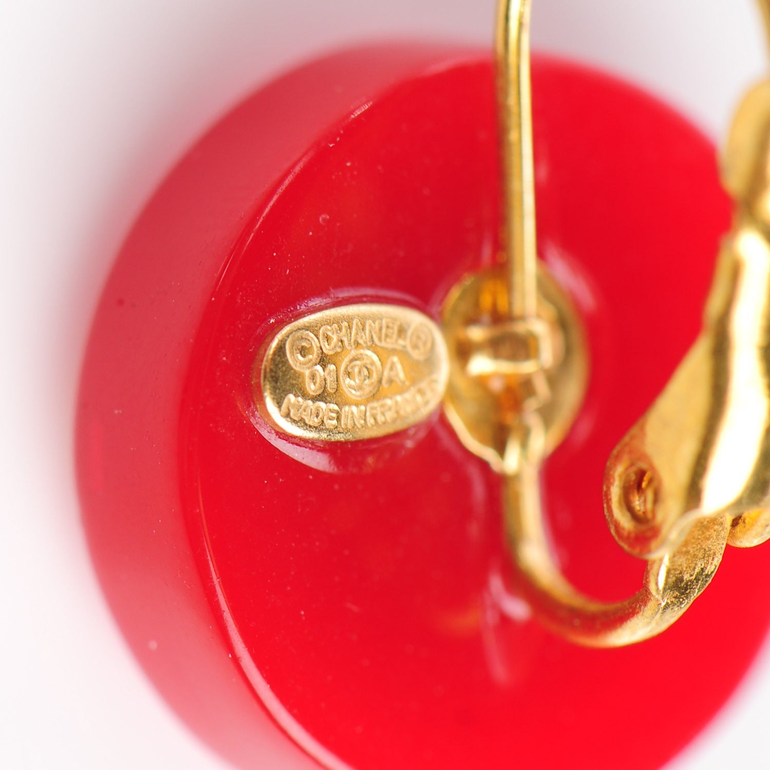 Chanel Resin CC Clip On Earrings Red 4 of 4
