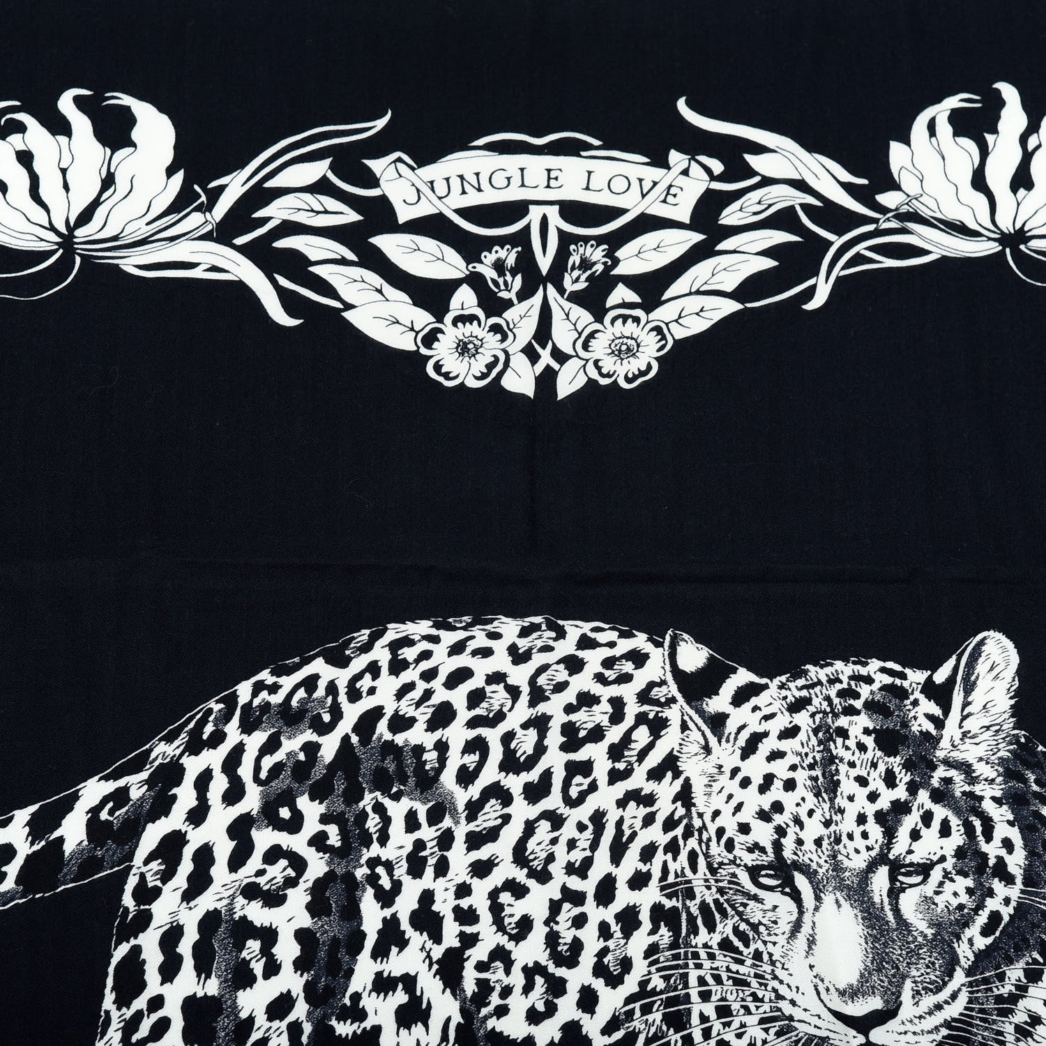 Hermes Cashmere Silk Jungle Love Tattoo Shawl 140 Bleu Black White 3 of 7
