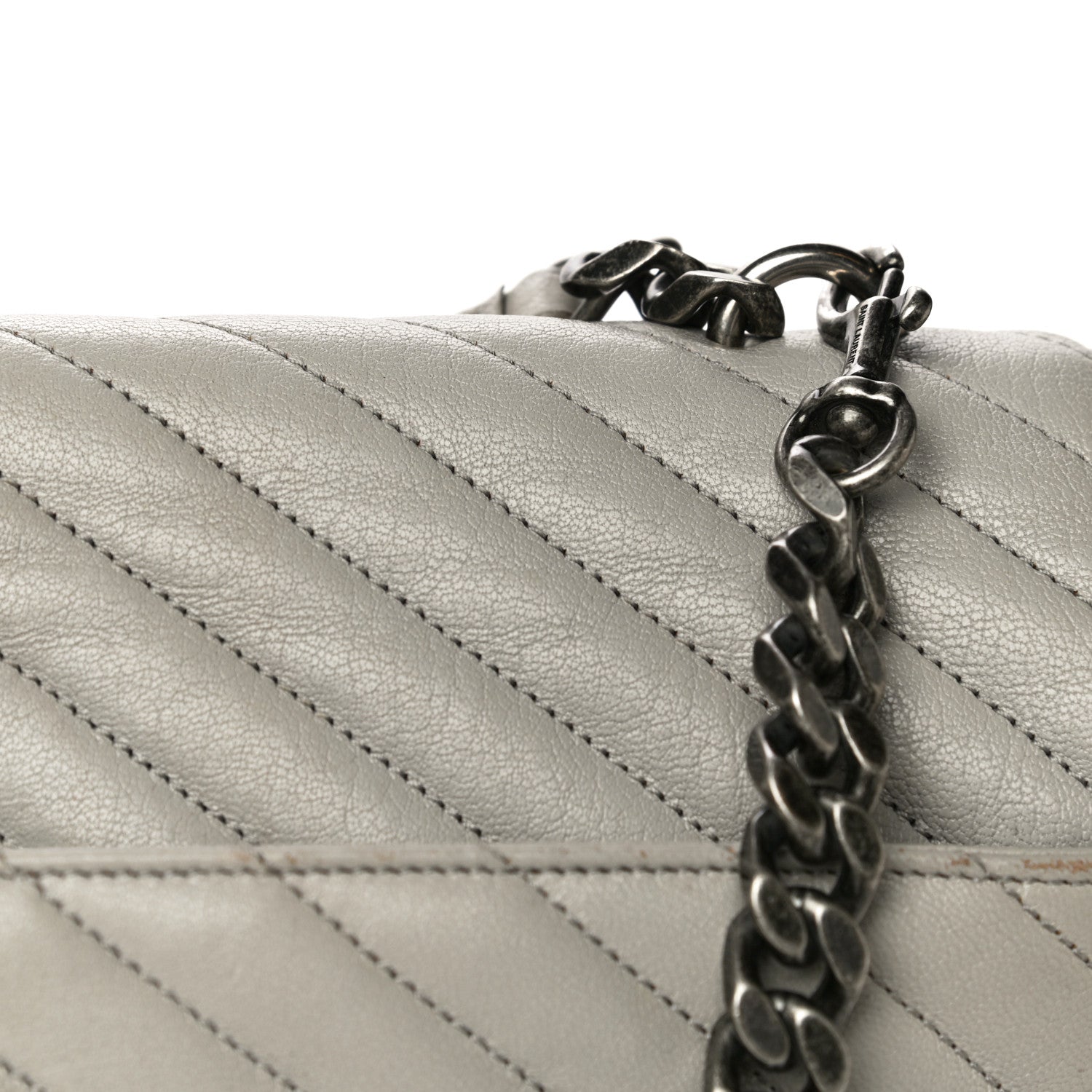 Saint Laurent Sheepskin Matelasse Large Monogram College Satchel Light Grey 22 of 31