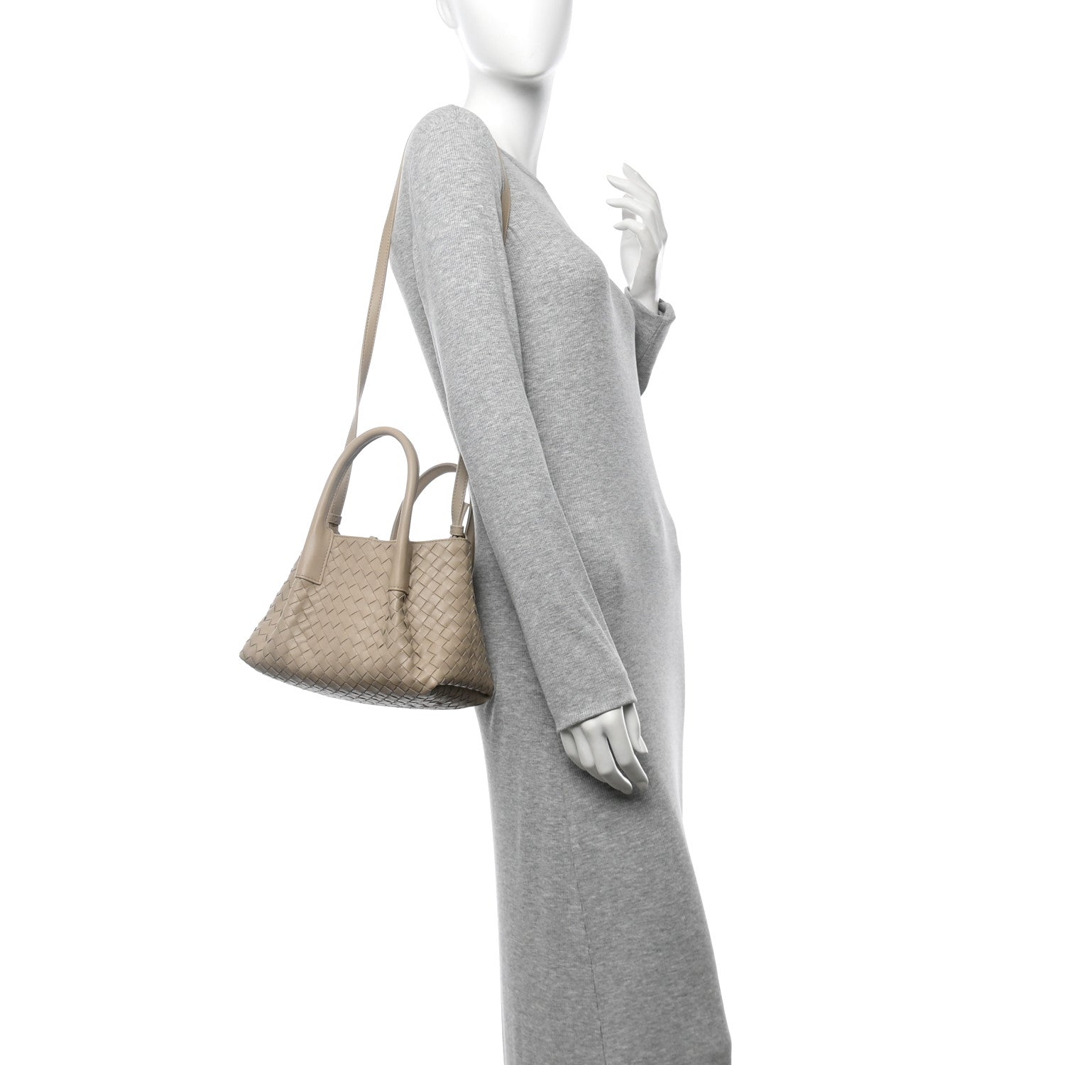 Bottega Veneta Calfskin Intrecciato Small Pinacoteca Tote Ecru