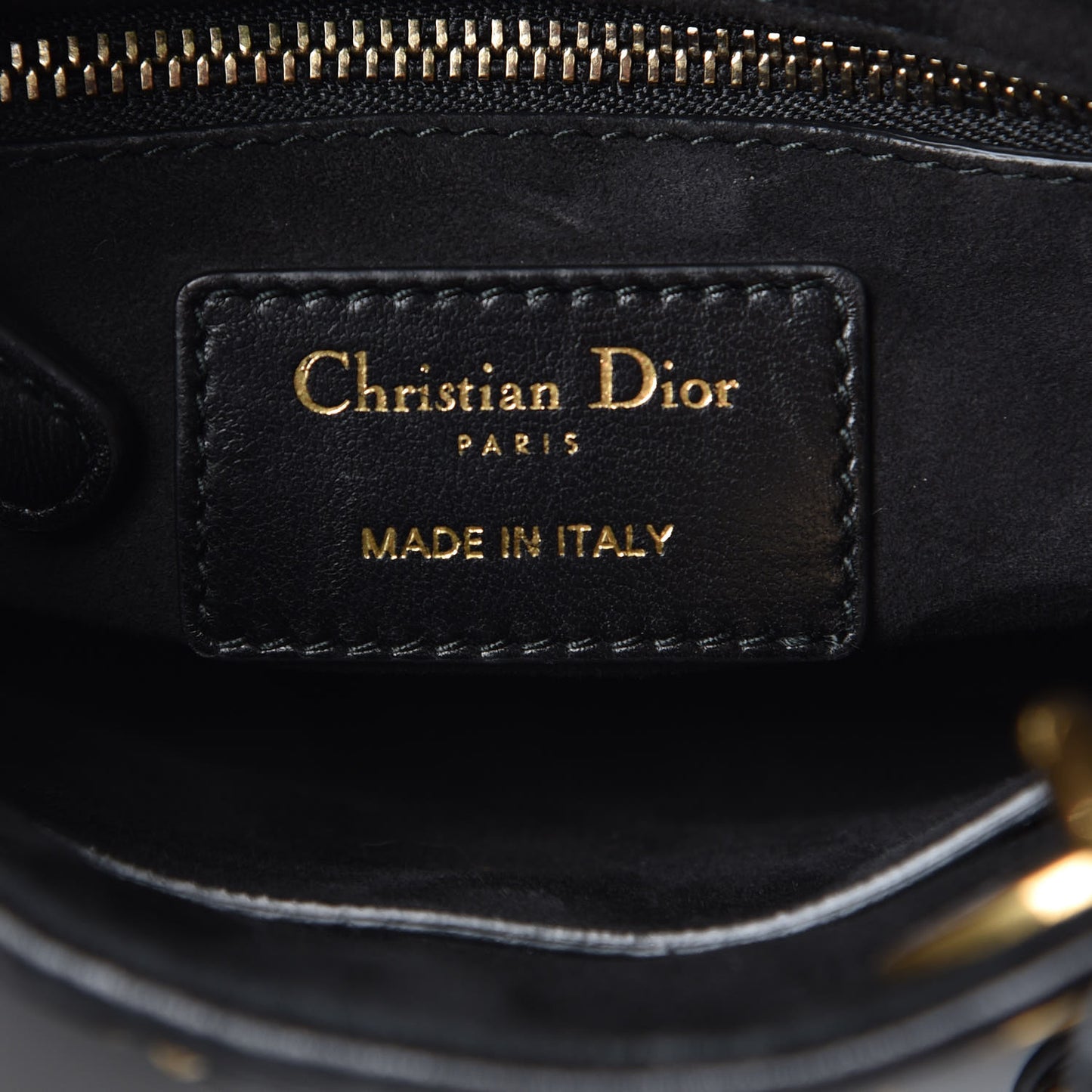 Lambskin Studded Mini Supple Lady Dior Black