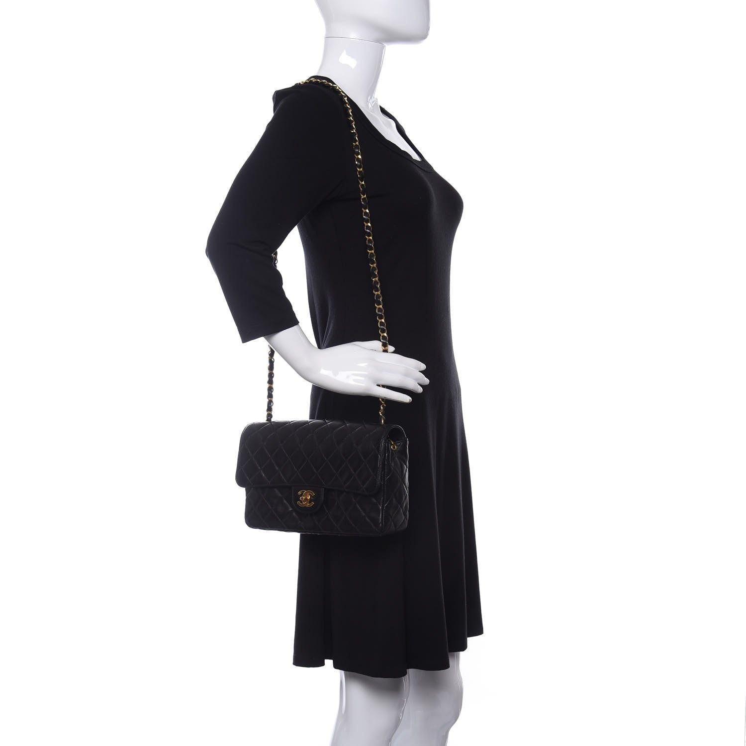 Chanel Lambskin Quilted Medium Single Flap Black 2 of 12