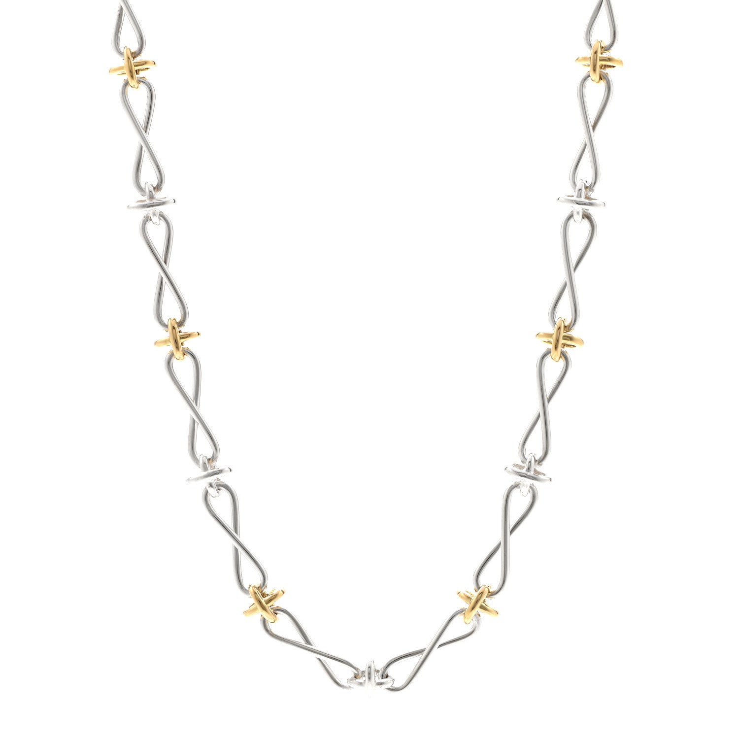 Tiffany Sterling Silver 18K Yellow Gold Paloma Picasso Twist Chain Necklace 1 of 6