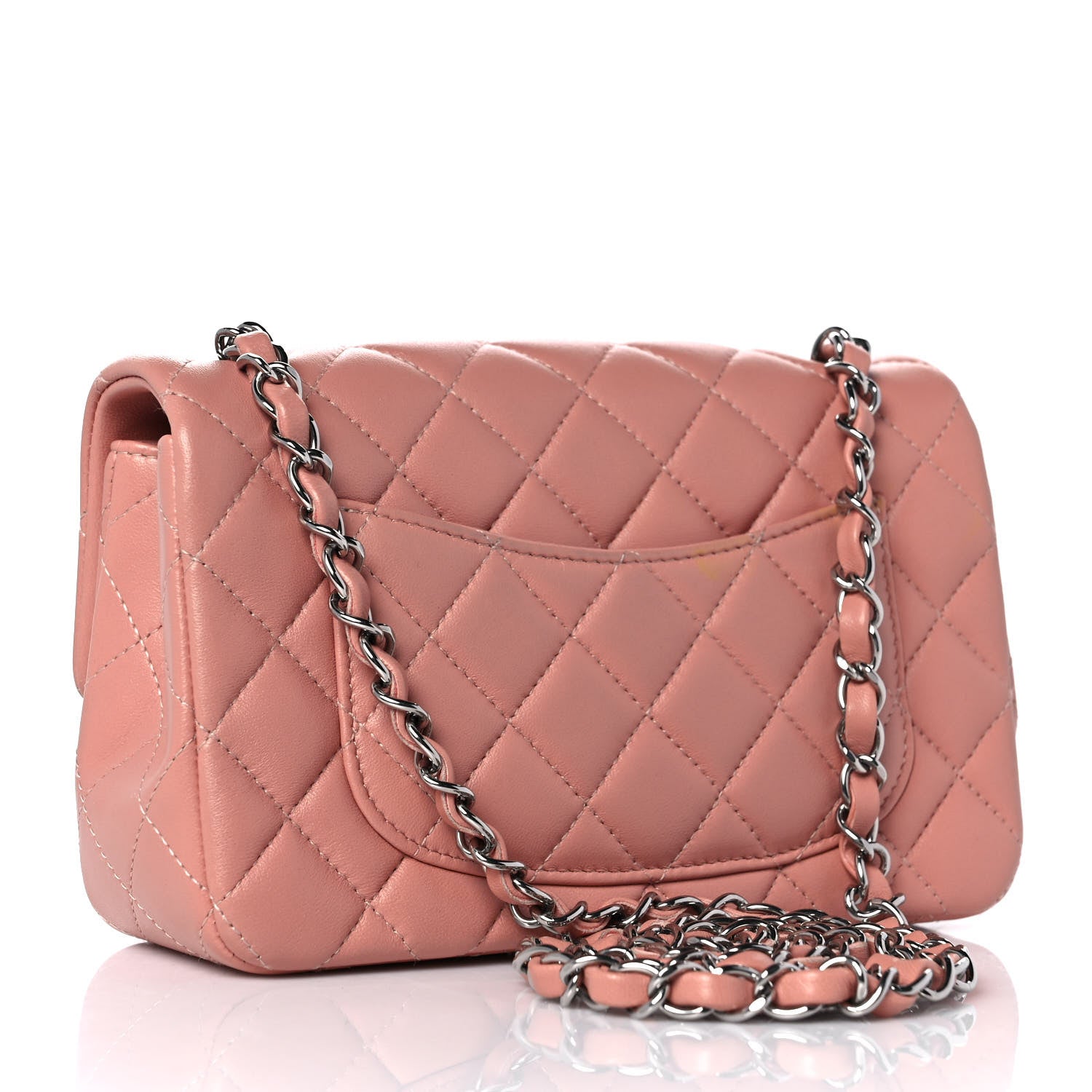Chanel Lambskin Quilted Mini Rectangular Flap Dark Pink 3 of 9