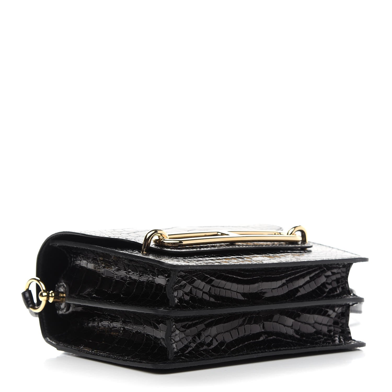 Hermes Shiny Alligator Mini Sac Roulis Black 4 of 9