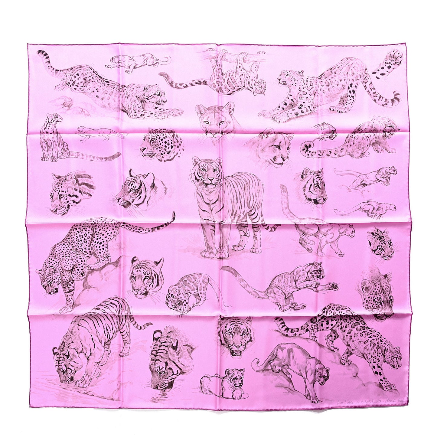 Silk Dans L' Atelier De Robert Scarf 90 Cyclamen Gris Sepia