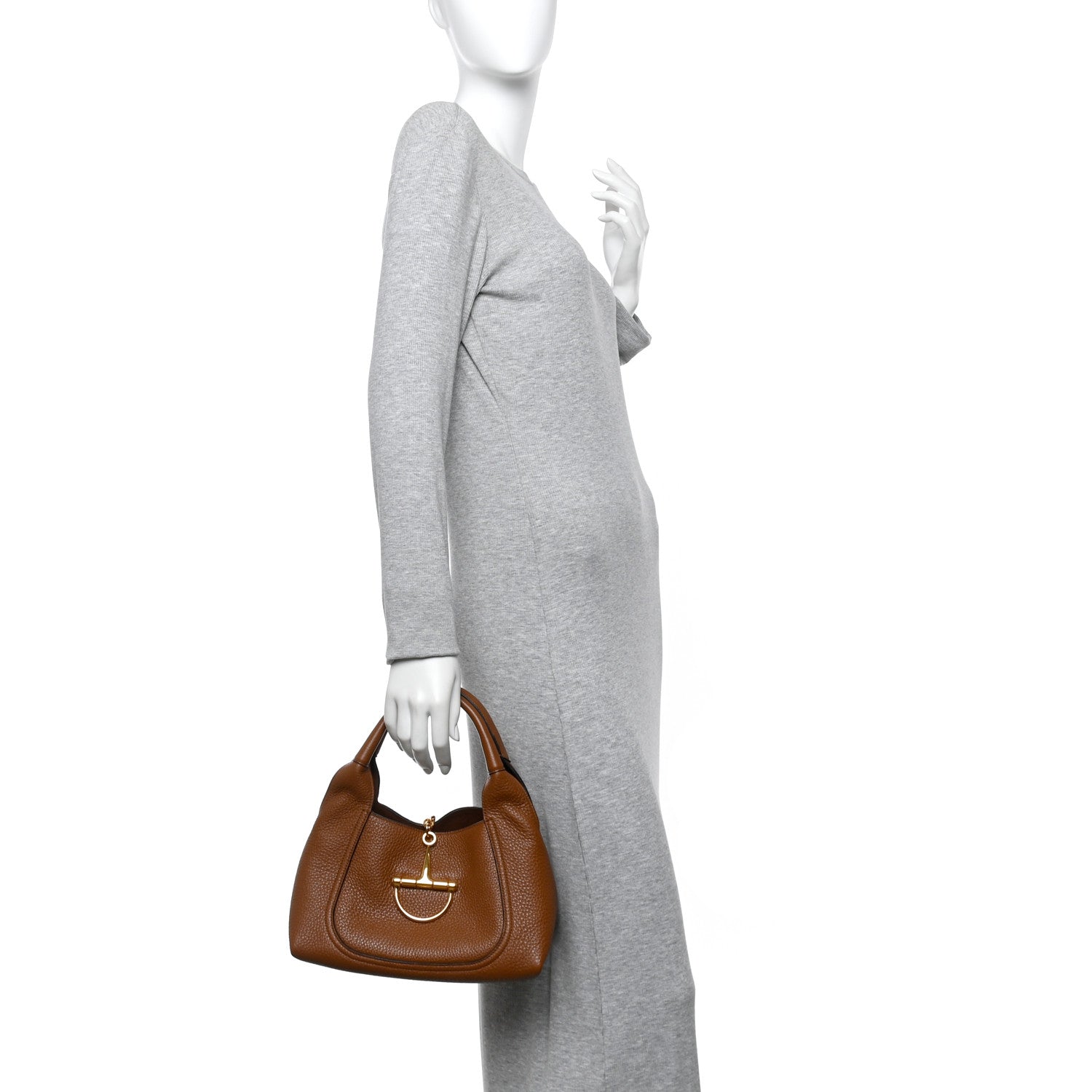Gucci Grained Calfskin Softbit Medium Shoulder Bag Brown 2 of 9