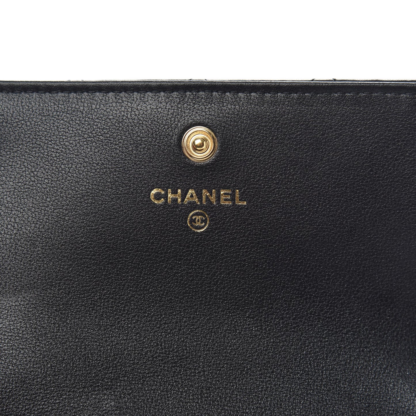 Calfskin Quilted About Pearls Card Holder Flap With Chain Black