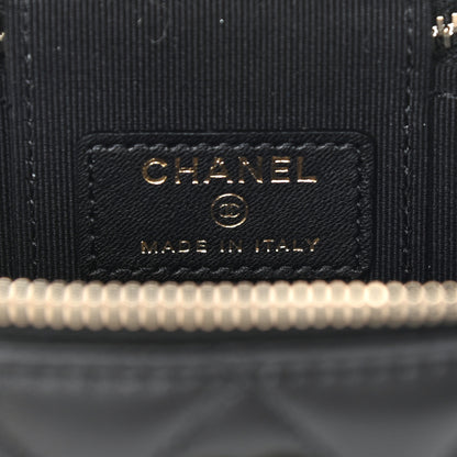 Chanel Lambskin Quilted Mini Vanity Case With Pearl Chain Black 5 of 11