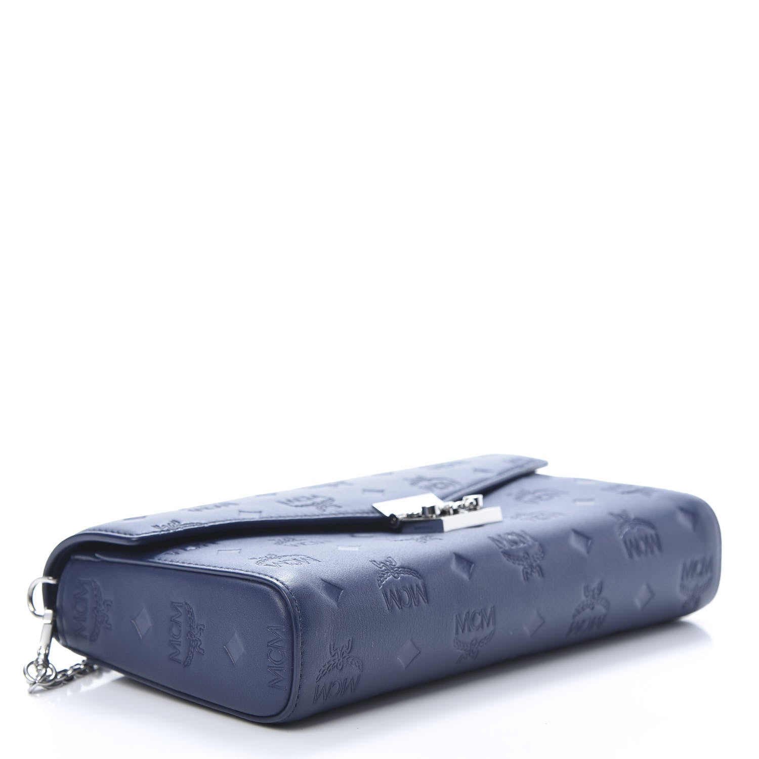 MCM Calfskin Ottomar Monogram Medium Millie Crossbody Bag Navy Blue 4 of 11