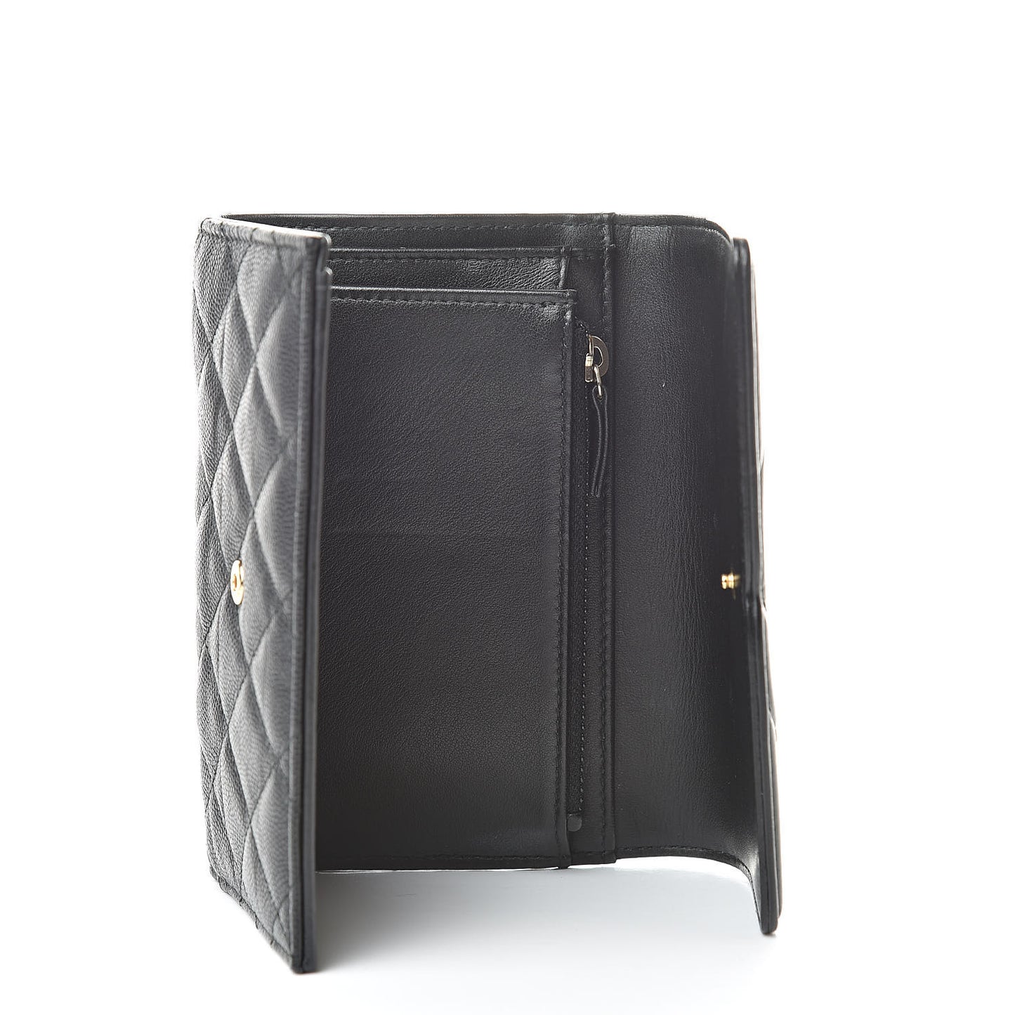 Caviar Quilted Medium Filigree Flap Wallet Black