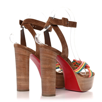 Christian Louboutin Nappa Veau Velours Couio Ella 130 Sandals 37 Multicolor Beige 4 of 9