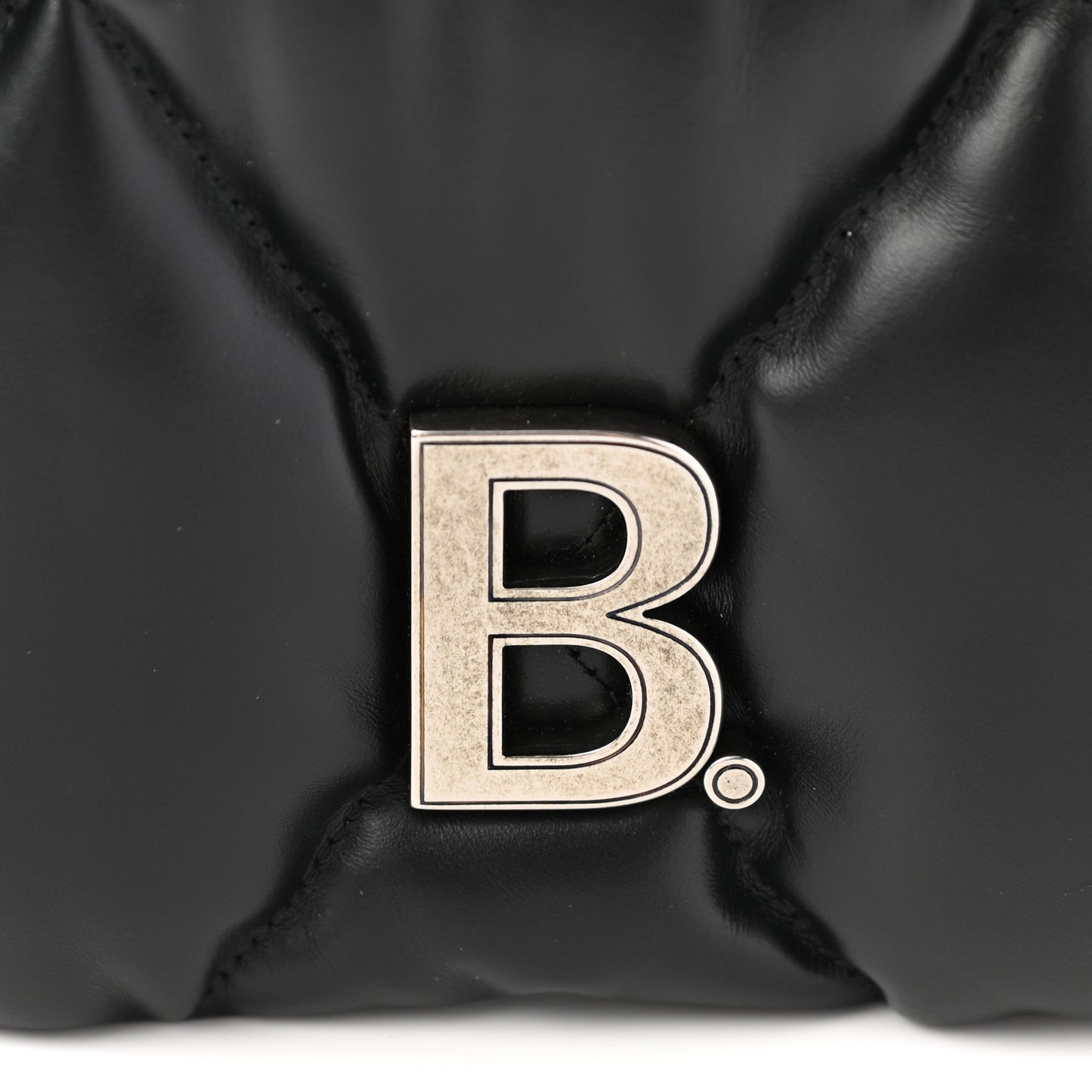 Nappa Calfskin Quilted Touch B Puffy Clutch Black