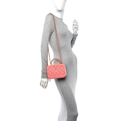 Chanel Lambskin Quilted Top Handle Small Vanity Case Pink 2 of 11