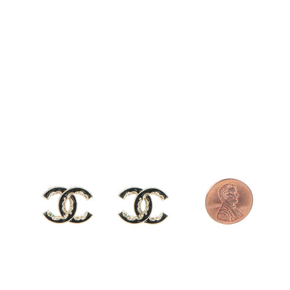 Chanel Enamel CC Baroque Earrings Black Gold 2 of 5