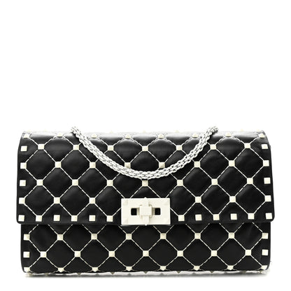 Valentino Garavani Lambskin Free Rockstud Spike Wallet On Chain Black 1 of 12