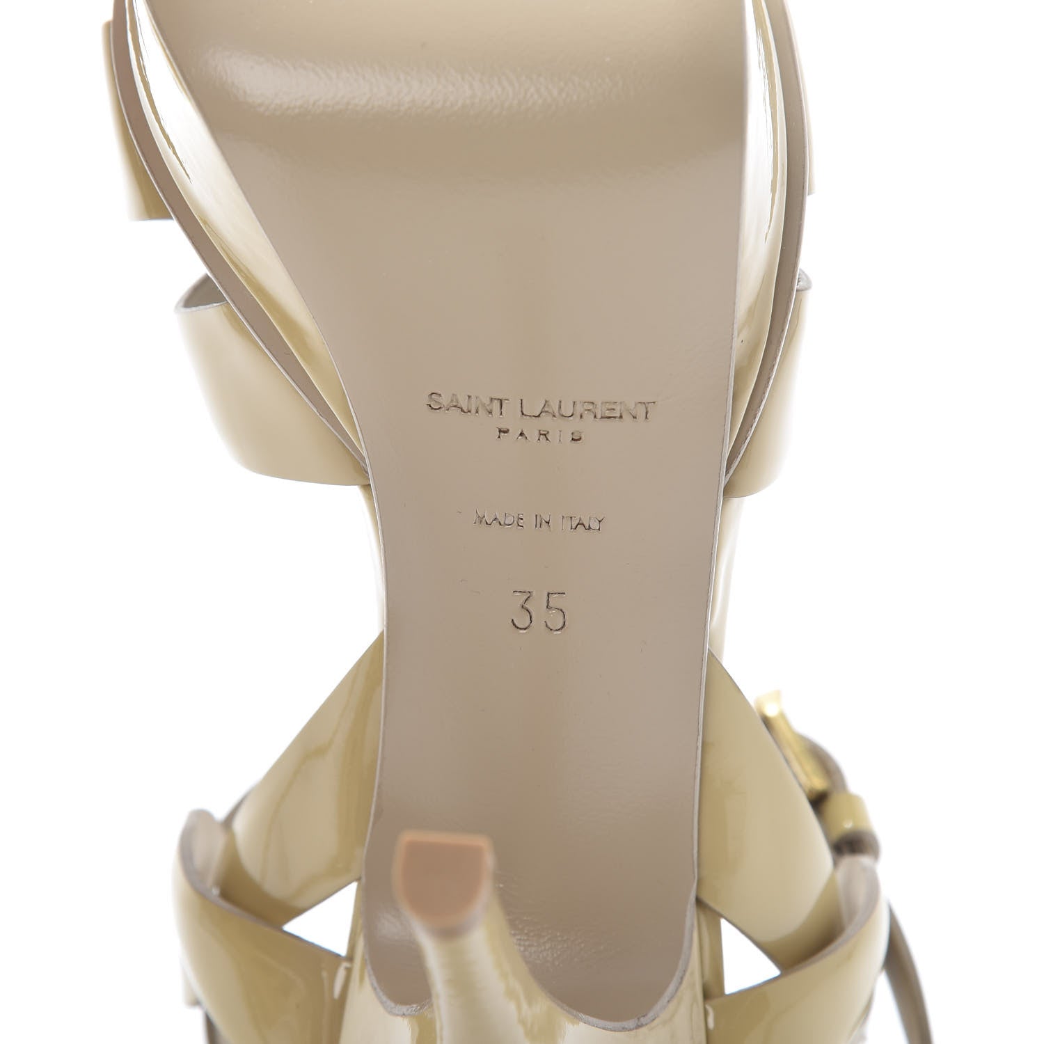 Saint Laurent Patent Tribute 75 Platform Sandals 35 Nude Powder 7 of 9