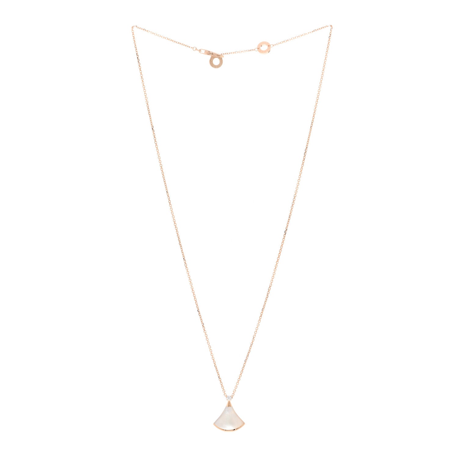 Bulgari 18K Rose Gold Diamond Mother of Pearl Small Divas' Dream Pendant Necklace 3 of 5
