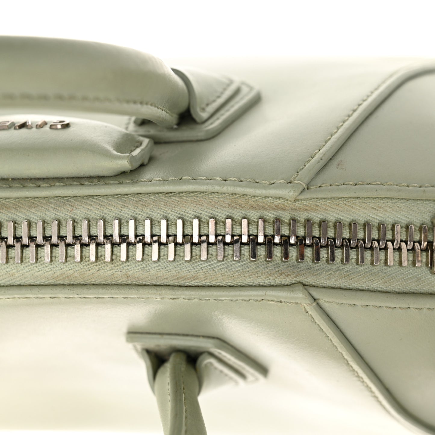 Shiny Lord Calfskin Mini Antigona Aqua Green