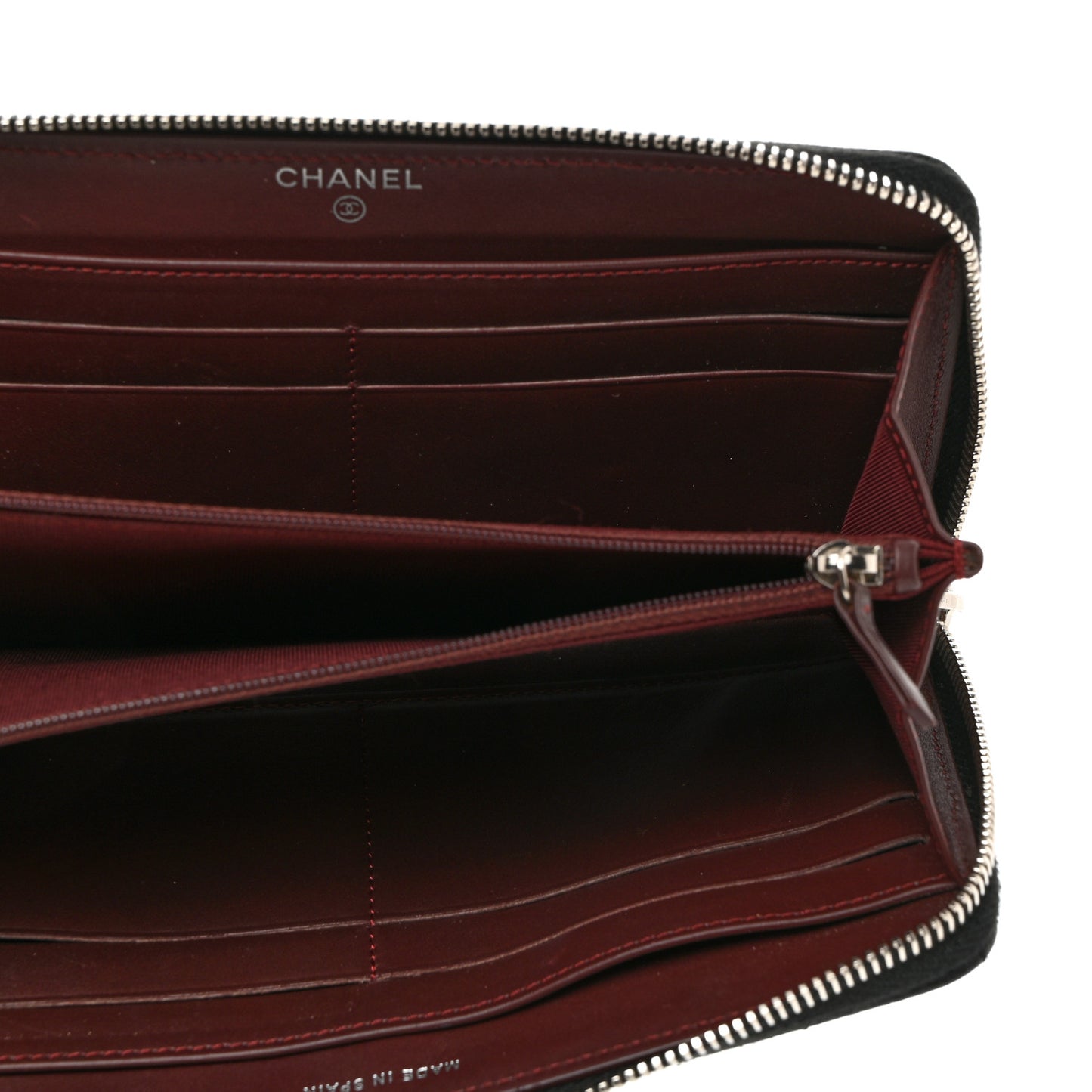 Caviar Quilted Large Gusset Zip Around Wallet Black