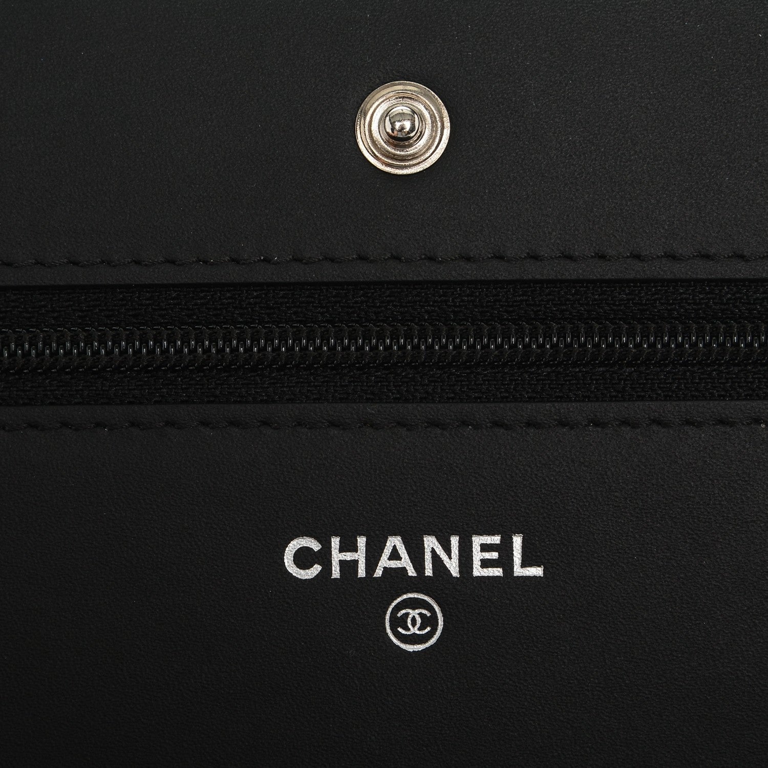 Chanel Patent Chevron Quilted CC Wallet On Chain WOC Black 6 of 8