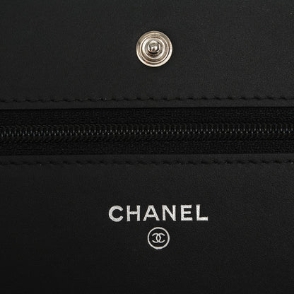 Chanel Patent Chevron Quilted CC Wallet On Chain WOC Black 6 of 8