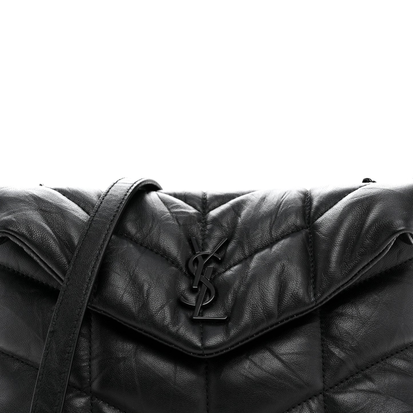 Calfskin Quilted Toy Loulou Puffer Monogram Monochrome Chain Satchel Black