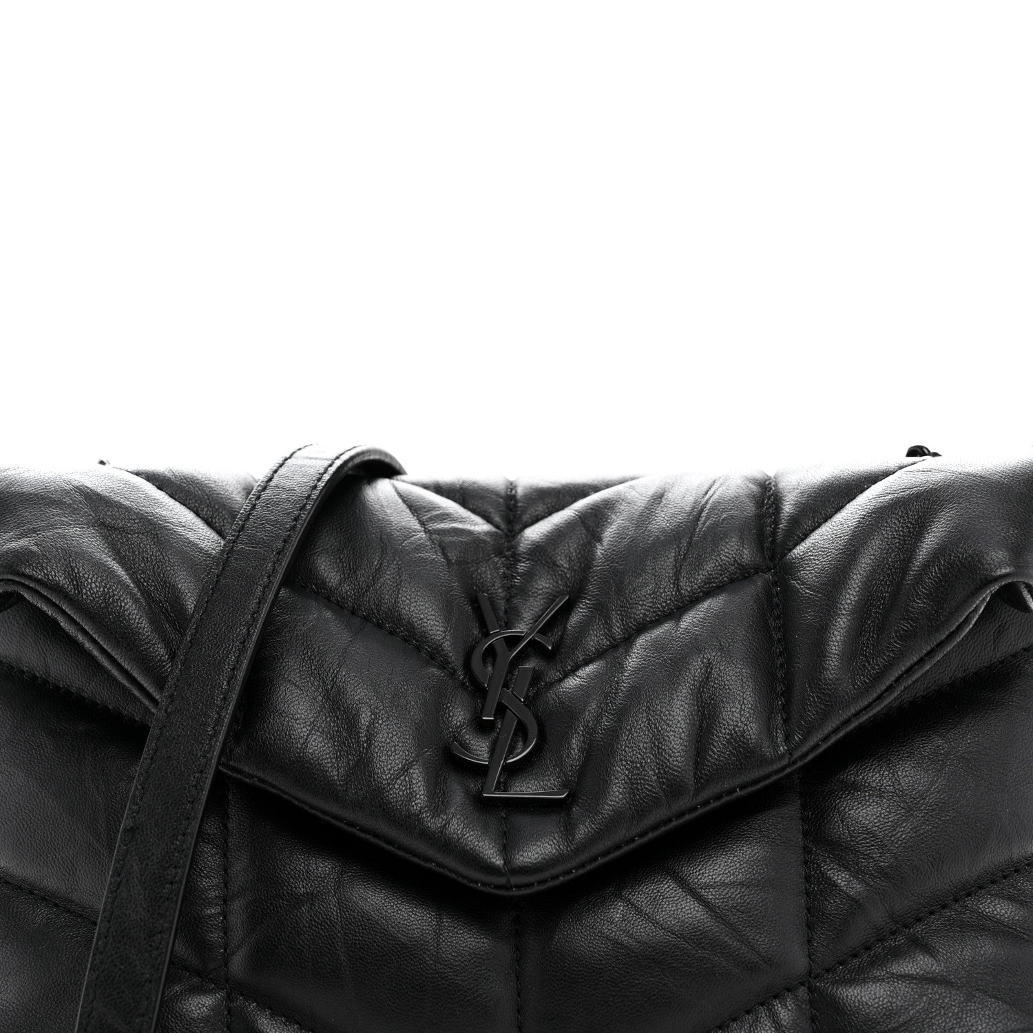 Saint Laurent Calfskin Quilted Toy Loulou Puffer Monogram Monochrome Chain Satchel Black 8 of 12