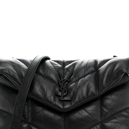 Saint Laurent Calfskin Quilted Toy Loulou Puffer Monogram Monochrome Chain Satchel Black 8 of 12