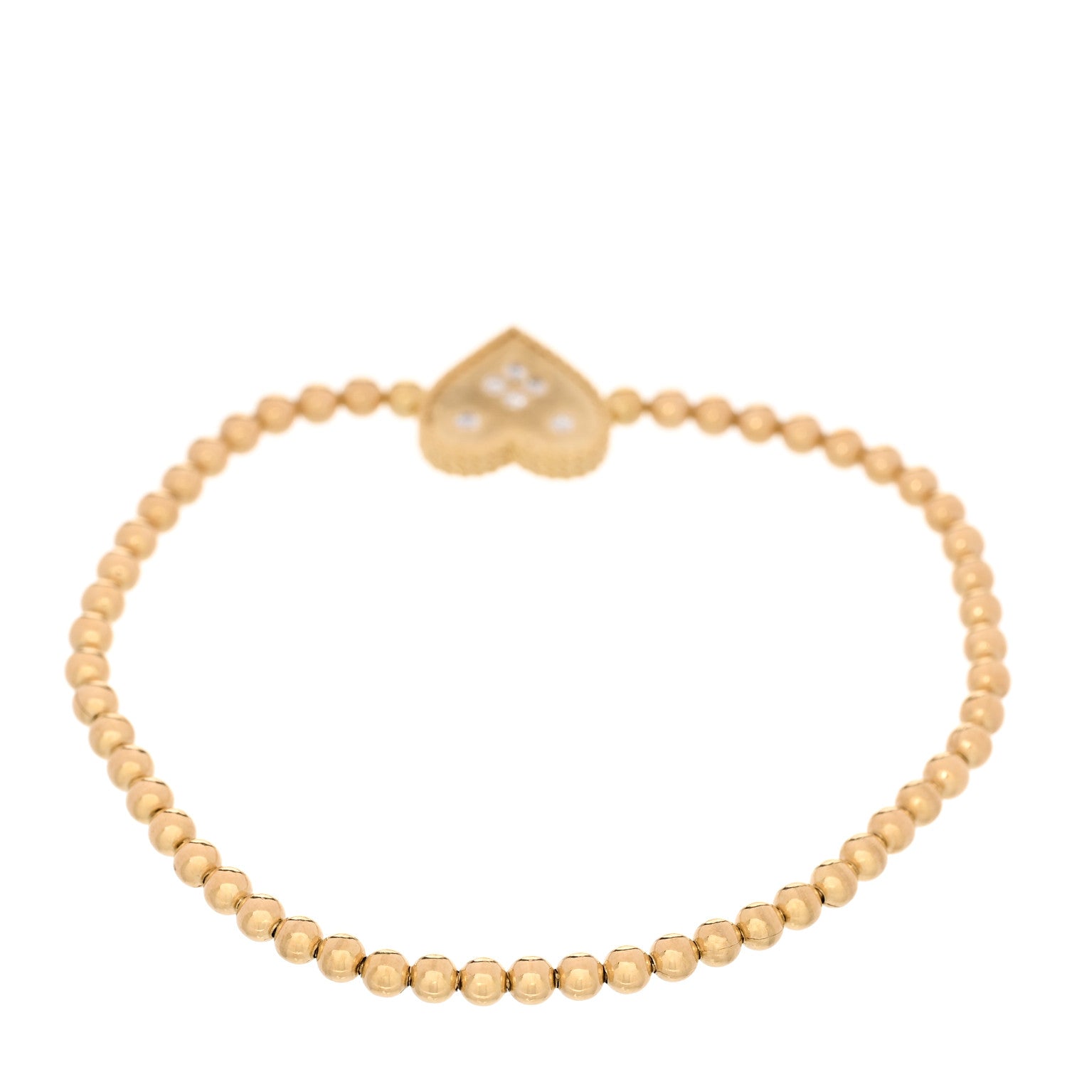 Roberto Coin 18K Yellow Gold Diamond Small Princess Heart Beaded Stretch Bracelet 2 of 3