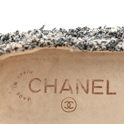 Chanel Tweed Sequin CC Espadrilles 37 Black White 8 of 10