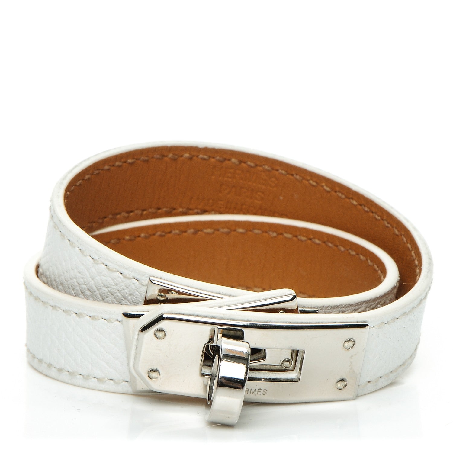 Hermes Epsom Kelly Double Tour Bracelet XS White 1 of 8