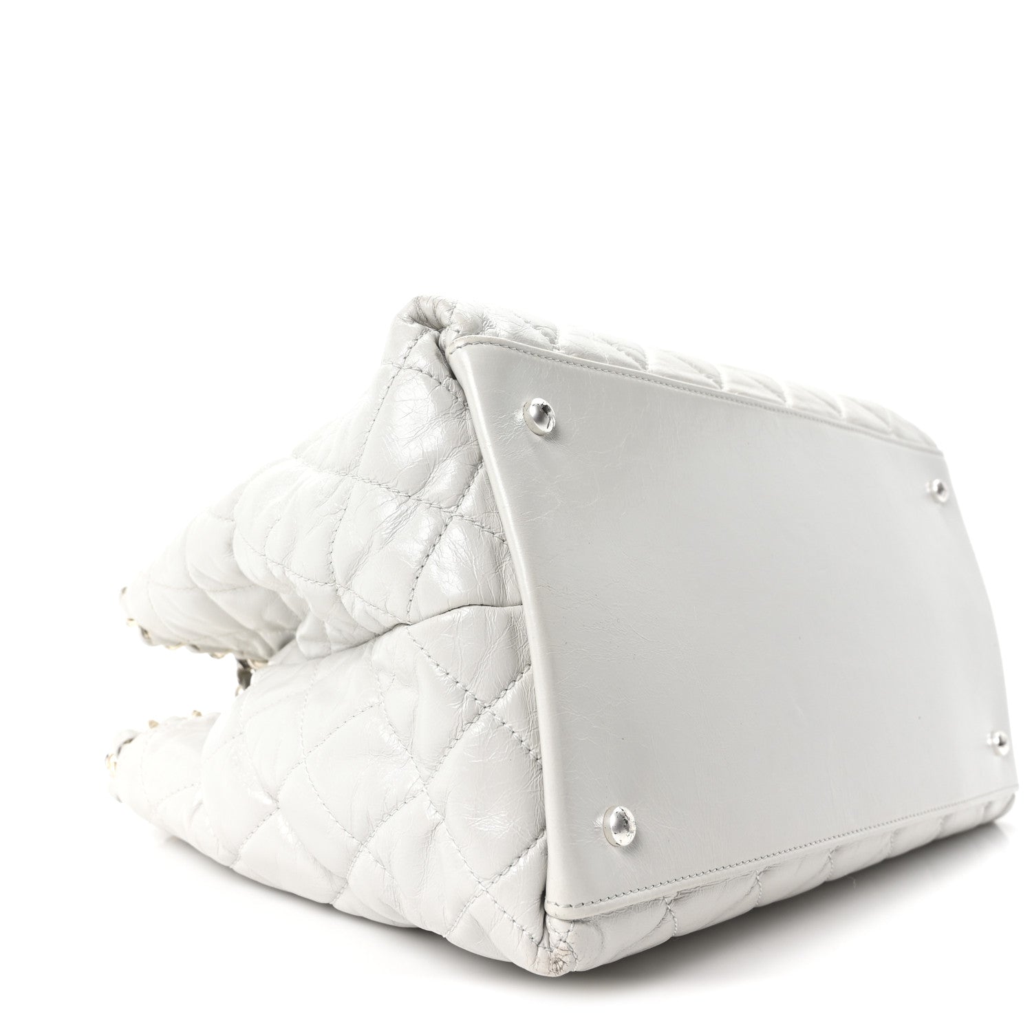 Chanel Glazed Calfskin Quilted Small Chain Me Tote Dark White 9 of 10