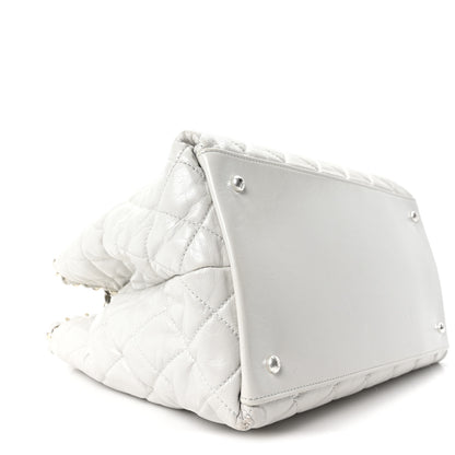 Chanel Glazed Calfskin Quilted Small Chain Me Tote Dark White 9 of 10