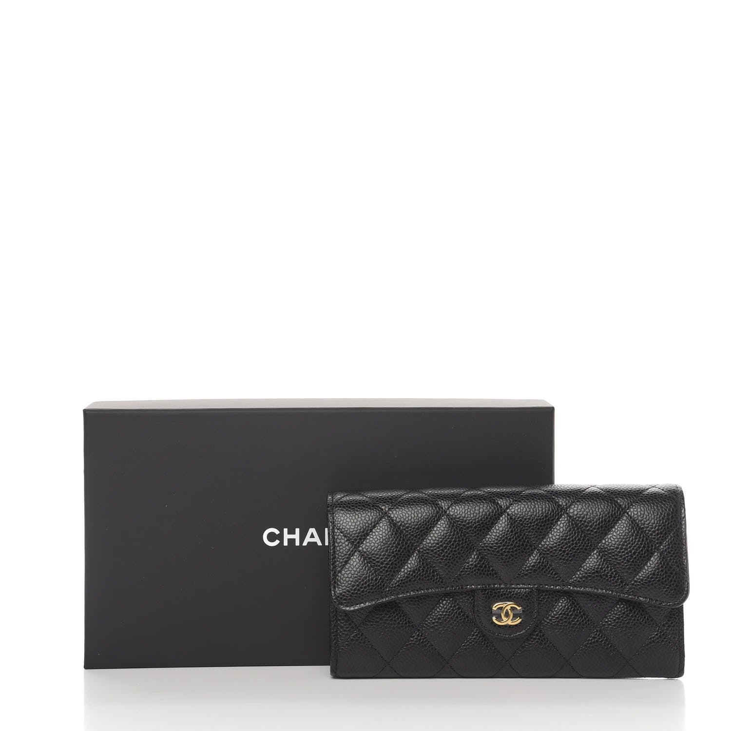 Chanel Caviar Quilted Large Flap Gusset Wallet Black 9 of 9
