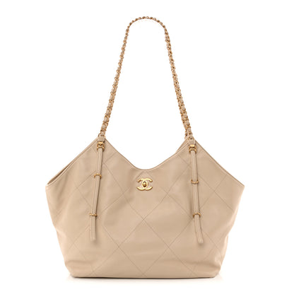 Chanel Calfskin Quilted Small Shopping Bag Beige 1 of 11