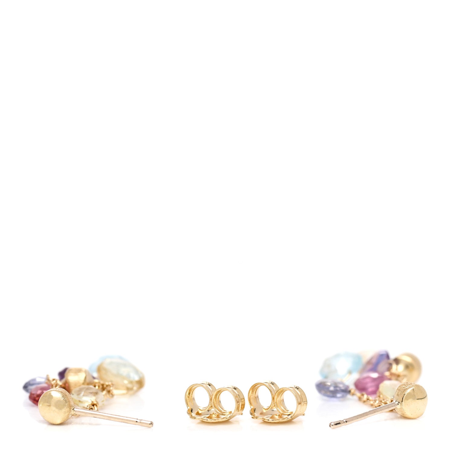 Marco Bicego 18K Yellow Gold Multi Gemstone Medium Paradise Three-Strand Drop Earrings 3 of 5